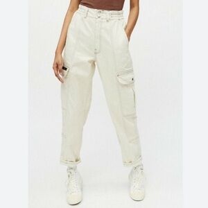 BDG Urban Outfitters Blaine High Waisted Skate Jean Ivory Cargo Jeans